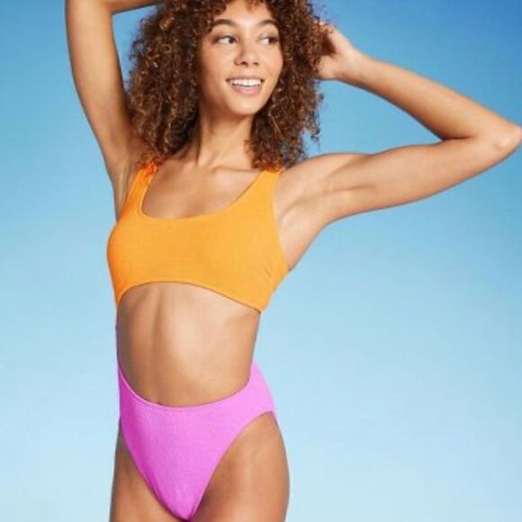 Wild Fable Women's One Piece Cut Out Orange and Pink NWOT Size XL - Picture 1 of 5